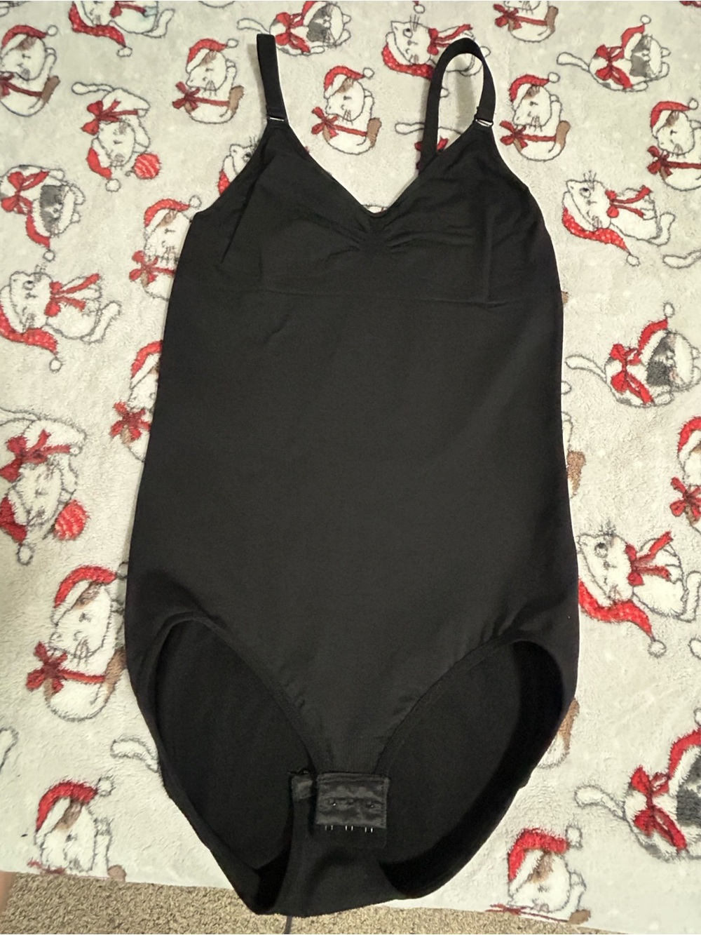 Women’s Black One-Piece Bodysuit with Adjustable Straps M/L